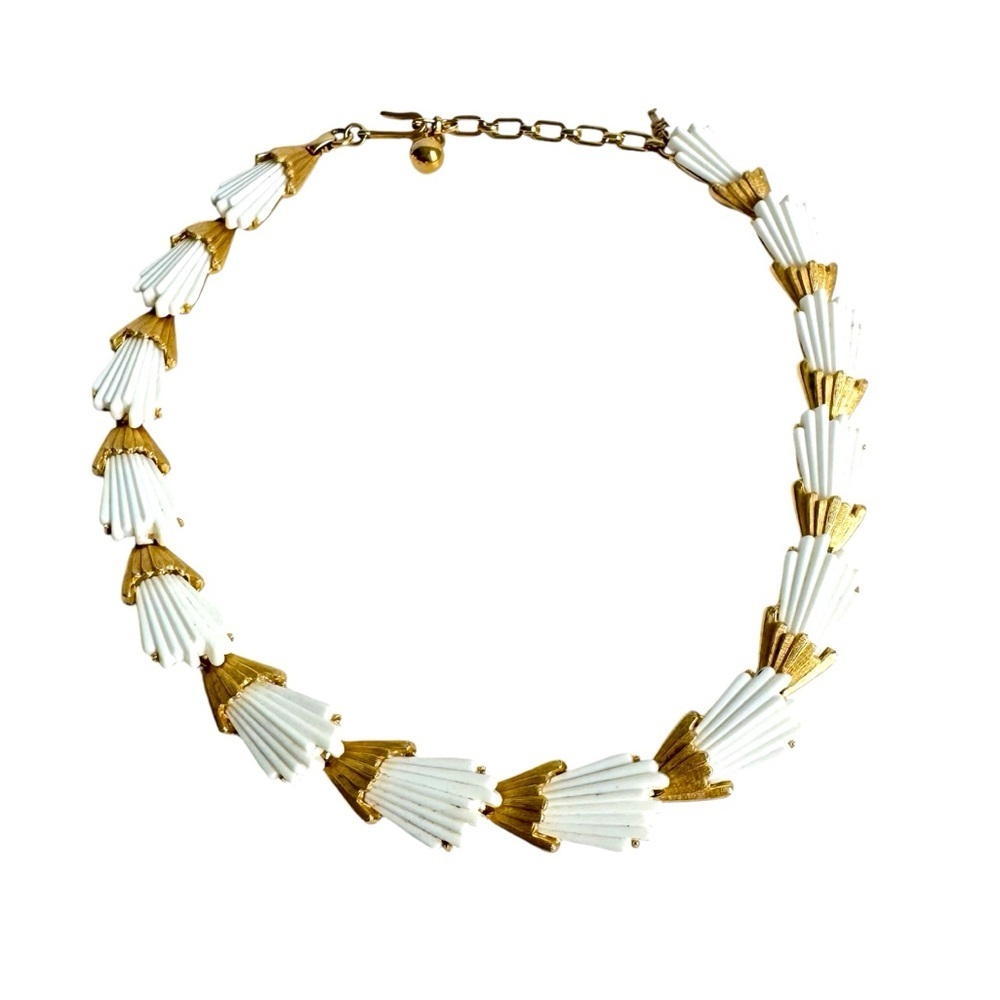 Trifari Gold and White Necklace